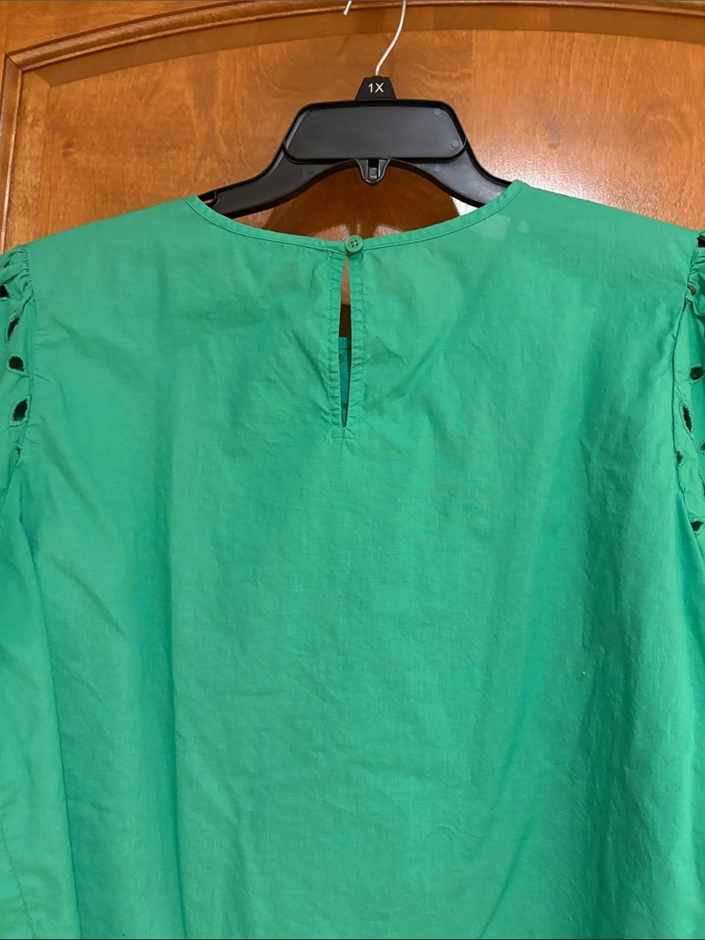 LOFT Emerald Eyelet Puff Sleeve Blouse